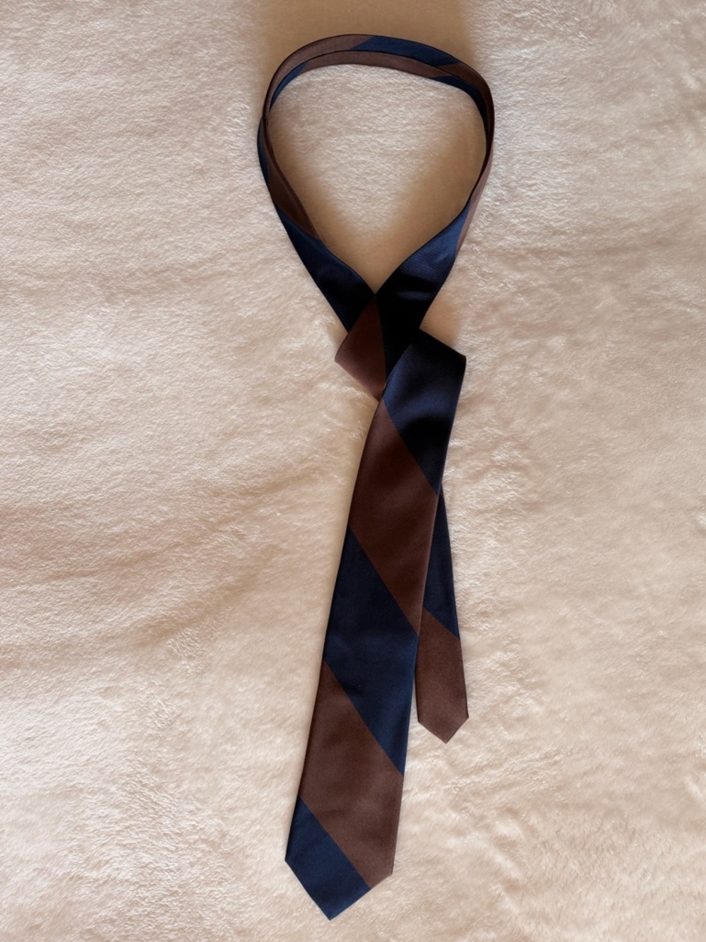 Merona Navy and Brown Diagonal Stripe Tie
